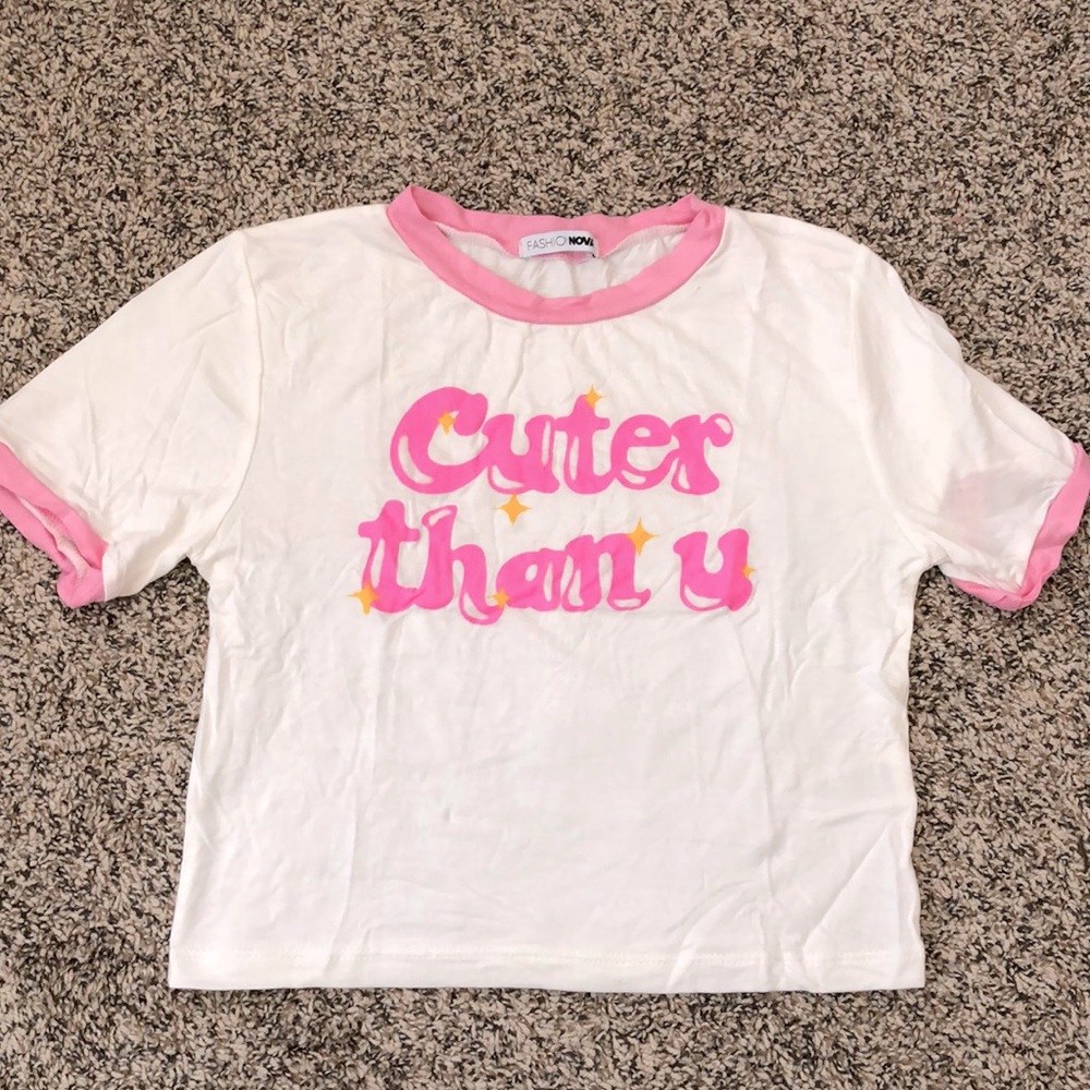 Fashionnova crop top pink/white